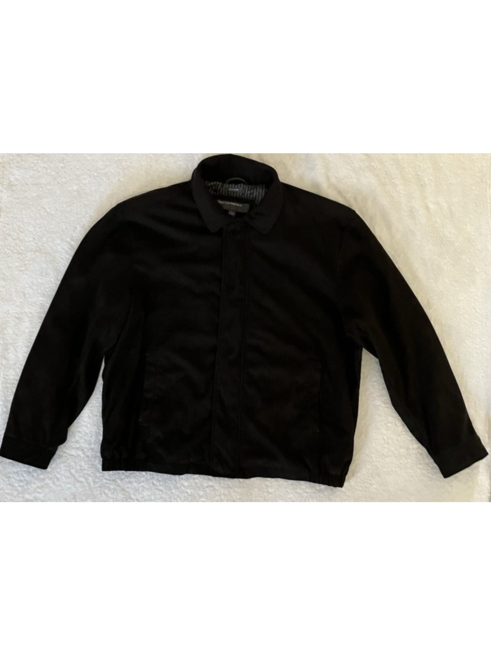 Perry Ellis Men's Jacket Coat Microsuede Black Portfolio Zip Up Size XL Preppy